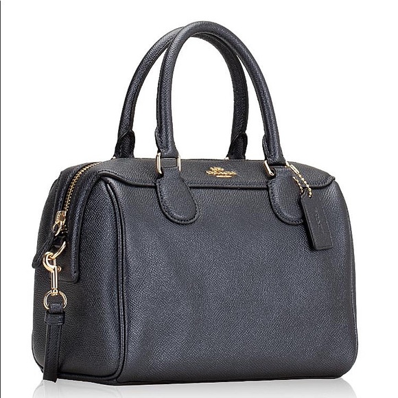 Coach Leather Bennett Satchel Metallic Denim Authentic - Picture 9 of 11